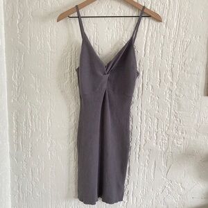 Aster Gray Ribbed Bodycon Twist Top Mini Dress Size Small